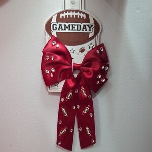 Kids Red Football Game Day Hair Bow